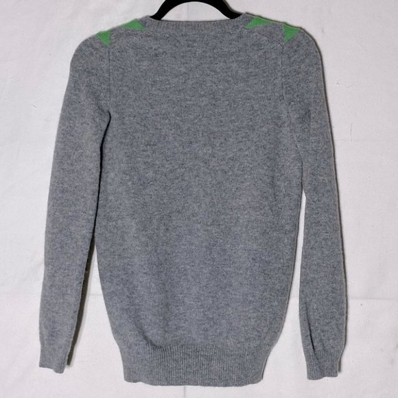 GAP Grey White Green Argyle Lambswool Knit V Neck Sweater S - Picture 10 of 11
